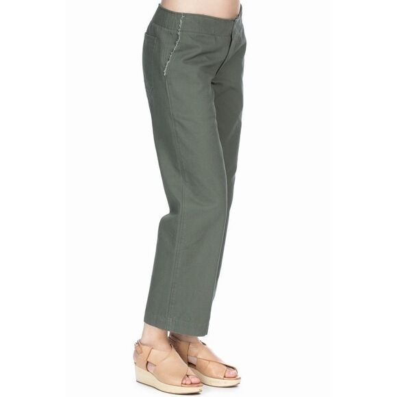 NWT Leo & Sage Olive Green Chino Crop Pants Fray 2 - Picture 4 of 13